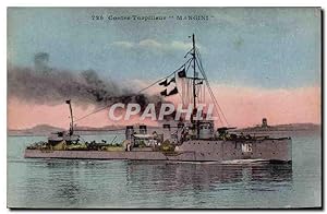 Carte Postale Ancienne Bateau Contre torpilleur Mangini