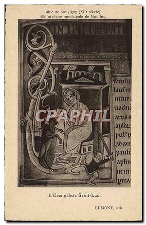 Bild des Verkufers fr Carte Postale Ancienne Bibliotheque municipale de Moulins Bible de Souvigny L'evangliste Saint Luxe zum Verkauf von CPAPHIL