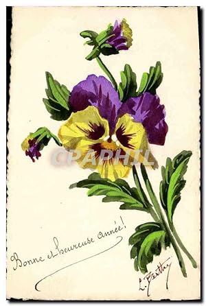 Carte Postale Ancienne Fantaisie Fleurs (dessin a la main)