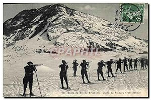 Carte Postale Ancienne Militaria Chasseurs Alpins Ecole de ski de Briancon Ligne de skieurs tiran...