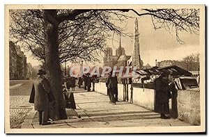 Carte Postale Ancienne Paris Bouquinistes Le quai de la Tournelle vers Notre Dame