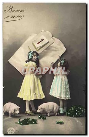 Carte Postale Ancienne Cochon Porc Enfants