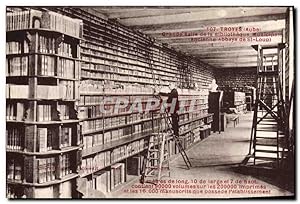 Carte Postale Ancienne Bibliotheque Troyes Grande salle Ancienne abbaye de St loup