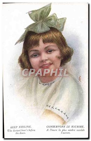 Carte Postale Ancienne Fantaisie Illustrateur Enfant Conservons le sourire