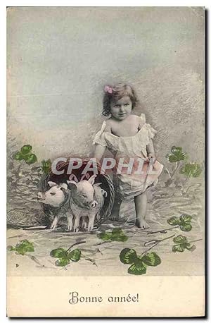 Carte Postale Ancienne Cochon Porc Enfant Trefles