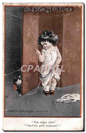 Carte Postale Ancienne Fantaisie Illustrateur Enfant Fred Spurgin Chat You saucy puss