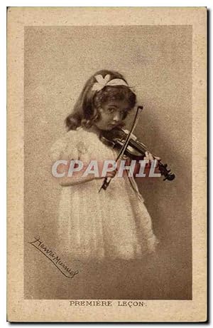 Carte Postale Ancienne Enfant Premiere lecon Violon
