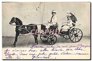 Carte Postale Ancienne Enfants Cheval Caleche