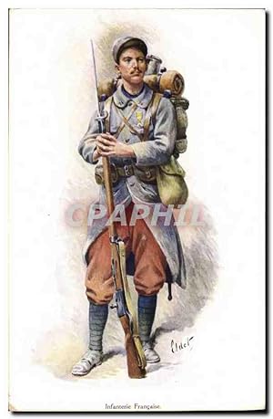 Carte Postale Ancienne Militaria Infanterie française Publicite Apioline de Chapoteaut Paris Rue ...