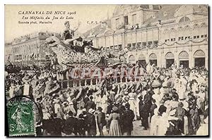 Carte Postale Ancienne Carnaval de Nice 1908 Les mefaits du jeu de loto