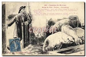 Carte Postale Ancienne Cochon Porc Sourire du Morvan