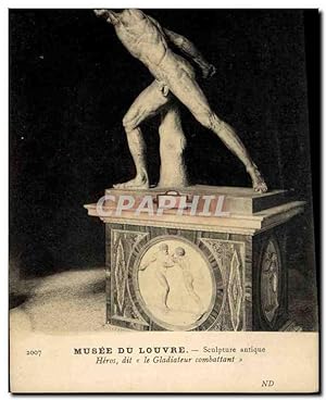 Carte Postale Ancienne Paris Musee du Louvre Heros dit Le Gladiateur combattant