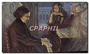 Carte Postale Ancienne Balestrieri Chopin composant Les Preludes
