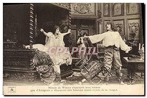 Carte Postale Ancienne Théâtre Milady de Winter s'apercoit avec terreur que d'Artagnan a decouver...