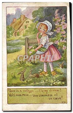 Carte Postale Ancienne Fantaisie Illustrateur Alys Enfant Lapins Lapin