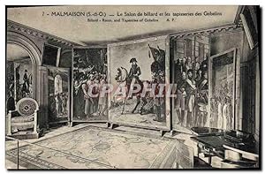 Carte Postale Ancienne Billard Malmaison le salon de billard et les tapisseries des Gobelins Napo...