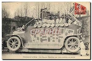 Carte Postale Ancienne Carnaval d'Aix en Provence Les joyeux dominos sur lotos mobîles en panne A...