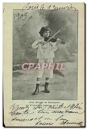 Carte Postale Ancienne Kun Arpad de Budapest Violoniste prodige de 7 ans