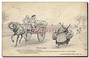 Carte Postale Ancienne Cochon Porc Sur la route Folklore