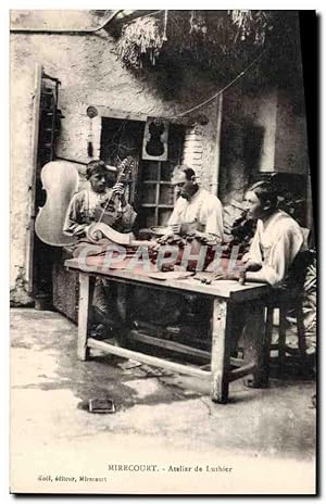 Carte Postale Ancienne Mirecourt Atelier de Luthier TOP Violon Violoncelle