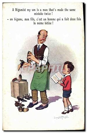 Carte Postale Ancienne Fantaisie Illustrateur Donald Mc Gill Enfant Chaussures