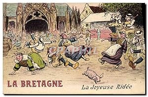 Carte Postale Ancienne Cochon Porc la Bretagne La joyeuse ridee Folklore