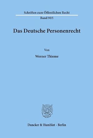 Bild des Verkufers fr Das Deutsche Personenrecht. zum Verkauf von AHA-BUCH GmbH