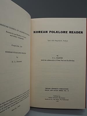 Bild des Verkufers fr Korean Folklore Reader: Text with Presyntactic Analysis. zum Verkauf von ROBIN SUMMERS BOOKS LTD