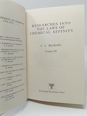 Bild des Verkufers fr Researches into the Laws of Chemical Affinity. zum Verkauf von ROBIN SUMMERS BOOKS LTD