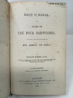 Immagine del venditore per Bagh O Bahar; or Tales of The Four Darweshes. venduto da ROBIN SUMMERS BOOKS LTD