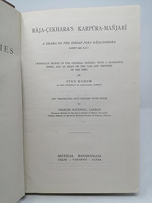 Bild des Verkufers fr Raja-Cekhara s Karpura-Manjari: A Drama by the Indian Poet Rajacekhara. zum Verkauf von ROBIN SUMMERS BOOKS LTD