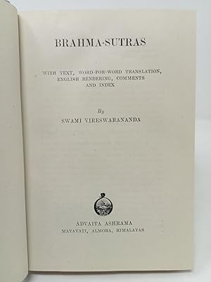 Bild des Verkufers fr Brahma- Sutras: With text, word-for-word translation, English rendering, comments and Index. zum Verkauf von ROBIN SUMMERS BOOKS LTD