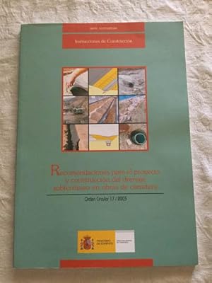 Imagen del vendedor de Recomendaciones para el proyecto y construccin del drenaje subterrneo en obras de carretera a la venta por Libros Ambig