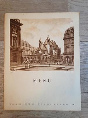 Menu De La Compagnie Générale Transatlantique French Line Paquebot Liberté Le 2 Octobre 1952