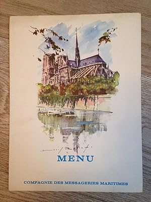 Menu De La Compagnie Des Messageries Maritimes Paquebot LAENNEC, Du 23 aout 1964