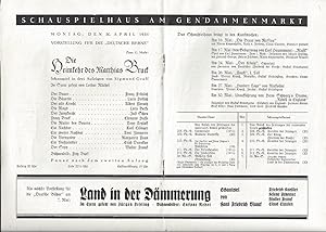 Programm zu " Die Heimkehr des Matthias Bruck ", Schauspiel in drei Aufzügen von Sigmund Graff. I...