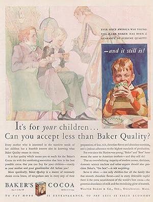 Seller image for ORIG VINTAGE MAGAZINE AD/ 1929 BAKER'S COCOA AD for sale by Monroe Street Books