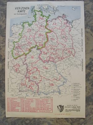 Vier-Zonen-Karte mit Postleitgebieten. 1947.