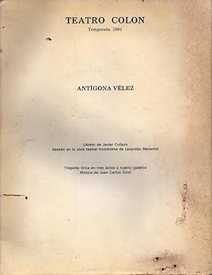 Imagen del vendedor de ANTIGONA VELEZ - TEATRO COLON - TEMPORADA 1991 a la venta por Gustavo I. Gonzalez