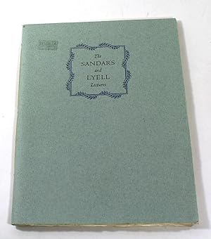 Seller image for The Sandars and Lyell Lectures: A Checklist with an Introduction for sale by Black Paw Books