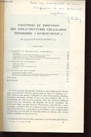 Seller image for STRUCTURE ET FONCTIONS DES INFRASTRUCTURES CELLULAIRES DENOMMEES "MICROTUBULES" (ENVOI DE L'AUTEUR) for sale by Le-Livre