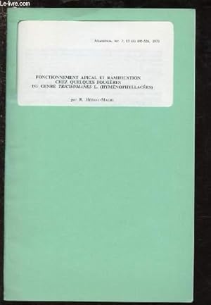 Bild des Verkufers fr FONCTIONNEMENT APICAL ET RAMIFICATION CHEZ QUELQUES FOUGERES DU GENRE TRICHOMANES L. (HYMENOPHYLLACEES) : Fonctionnement apical et mise en place du complexe latral feuille-bourgeon / ( ADANSONIA, ser. 2, 13 (4), 495-526 - 1973) zum Verkauf von Le-Livre