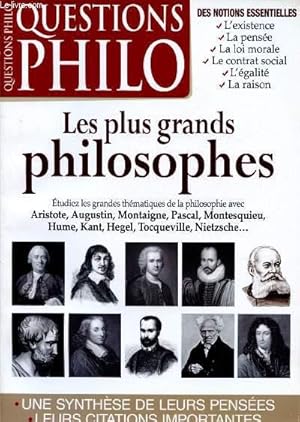 Bild des Verkufers fr QUESTIONS PHILO - LES PLUS GRANDS PHILOSOPHES zum Verkauf von Le-Livre