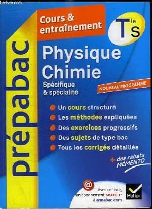 Seller image for PREPABAC COURS ET ENTRAINEMENT : PHYSIQUE CHIMIE TLE S for sale by Le-Livre