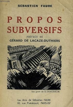 Seller image for PROPOS SUBVERSIFS for sale by Le-Livre