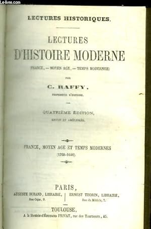 Bild des Verkufers fr LECTURES D HISTOIRES MODERNE - FRANCE, MOYEN AGE ET TEMPS MODERNES (1328-1648) zum Verkauf von Le-Livre