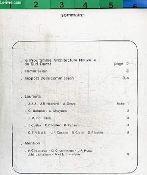 Image du vendeur pour PLAN DE CONSTRUCTION PANSON - PROGRAMME ARCHITECTURE NOUVELLE DU SUD OUEST - RESULTATS DE LA SESSION 1976 - mis en vente par Le-Livre