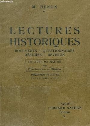 Seller image for LECTURES HISTORIQUES - DOCUMENTS - QUESTIONNAIRES - RESUMES - REVISION for sale by Le-Livre