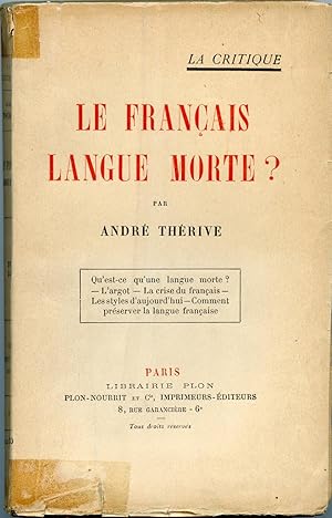 LE FRANCAIS LANGUE MORTE ?