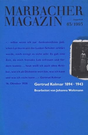 Imagen del vendedor de Marbacher Magazin 63/1993: Gertrud Kolmar 1894 - 1943. a la venta por Tills Bcherwege (U. Saile-Haedicke)